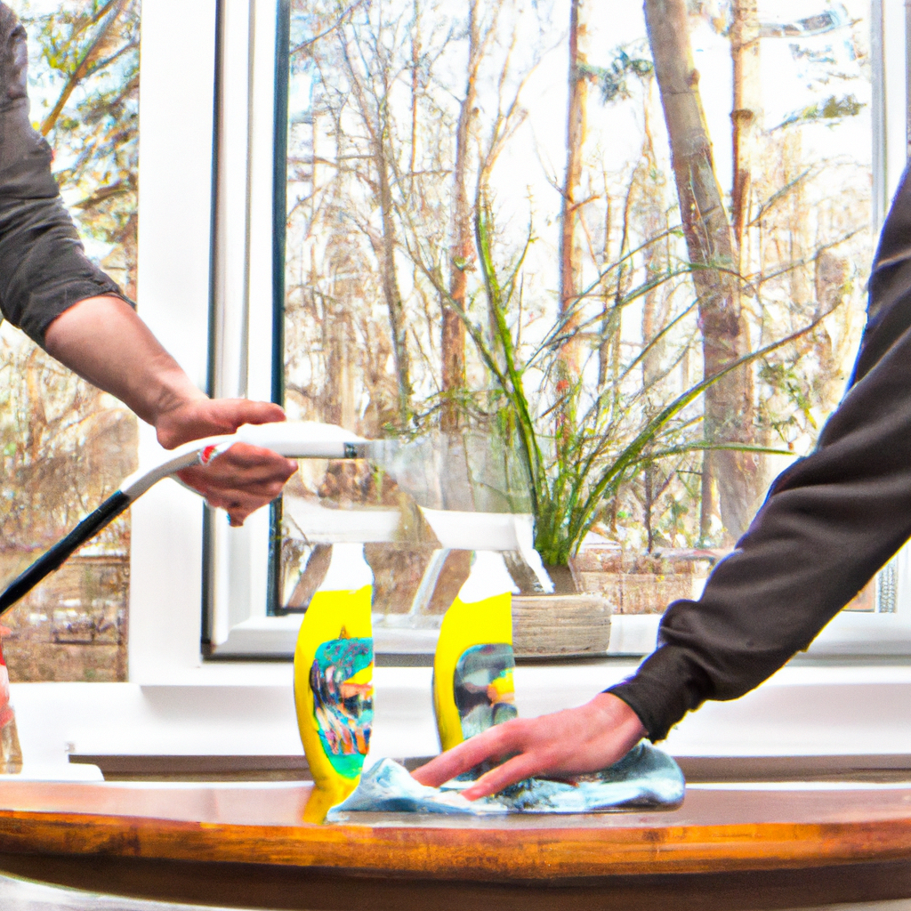 EcoClean Pro team using eco-safe supplies in a well-lit Canadian home with indoor plants